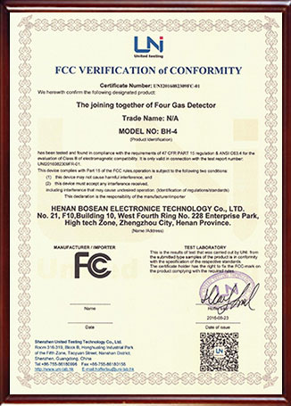 FCC Certificate